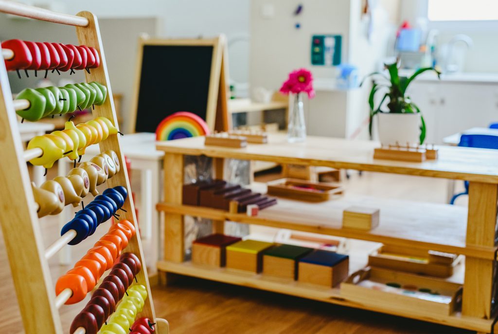 School classroom shelves