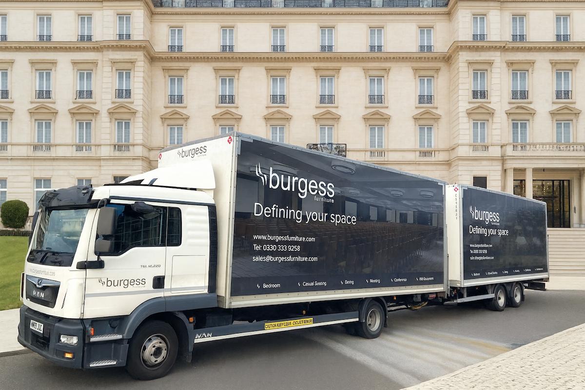 Burgess Delivery in front of hotel