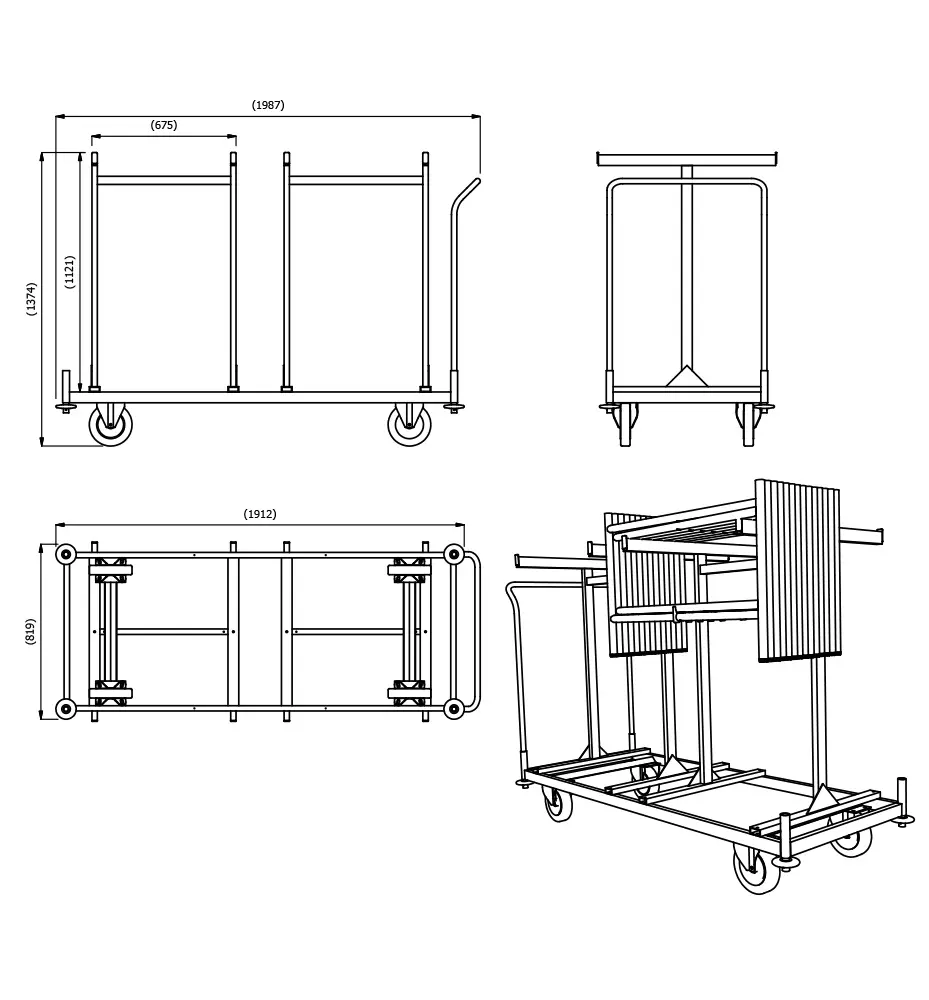 Buffet Trolley Diagram with Dimensions