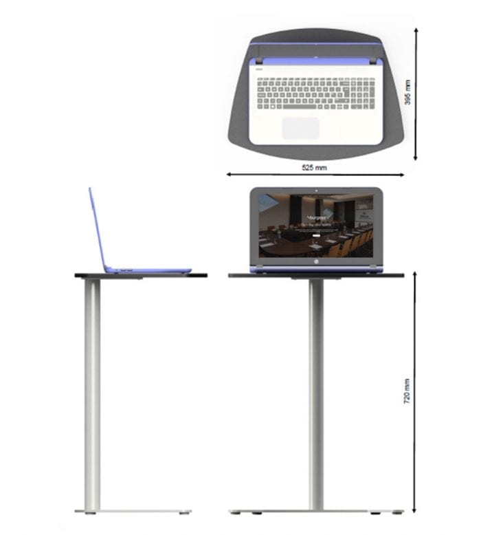 Dimensions de la table pour ordinateur portable autoportante 1