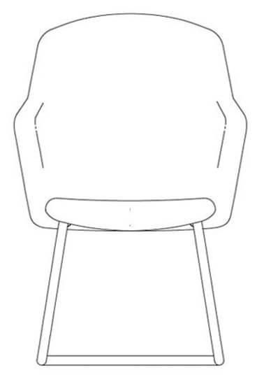 junea highback cantilever base line drawing