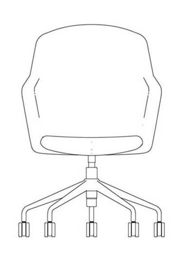 junea highback five star base castors line drawing
