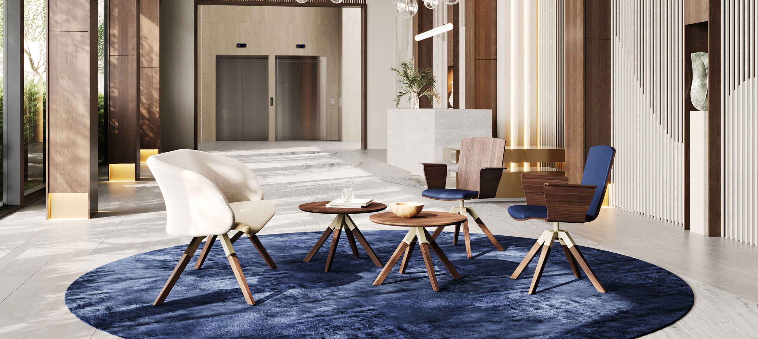 A-Cross Coffee Table & Enrica Chair Hotel Lobby 