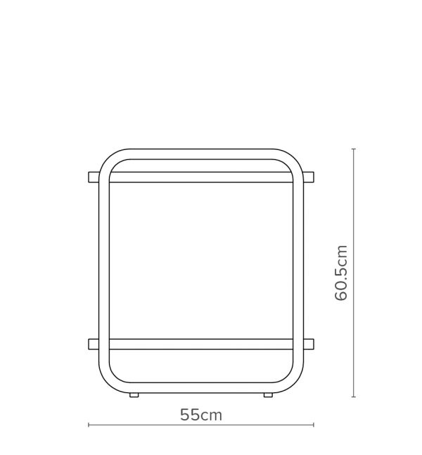 Open Concept Diagramme de table de chevet courbe avec dimensions