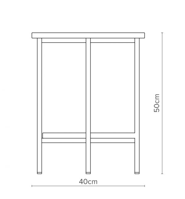 Open Concept Line Side Table Round Diagram with Dimensions