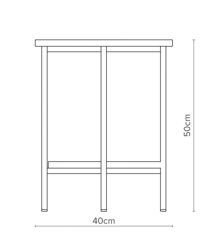 Open Concept Line-Beistelltisch, rundes Diagramm mit Abmessungen