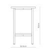 Open Concept Line Side Table Square Diagram with Dimensions