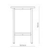 Open Concept Line Side Table Square Diagram with Dimensions