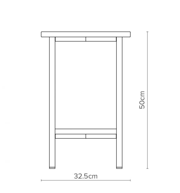Open Concept Line Side Table Square Diagram with Dimensions