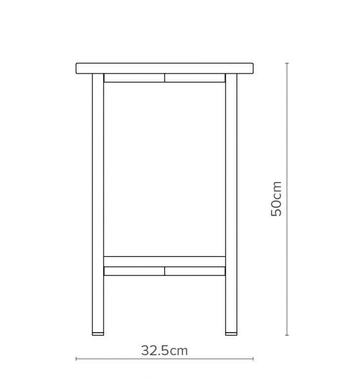 Open Concept Diagramme carré de table d'appoint Line avec dimensions