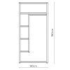 Open Concept Line Wardrobe 90W Diagram with Dimensions