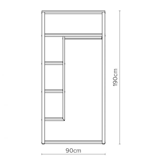 Open Concept Schéma de l'armoire Line 90W avec dimensions