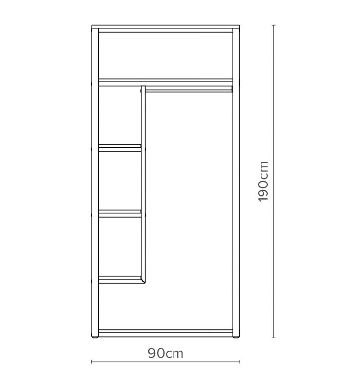 Open Concept Schéma de l'armoire Line 90W avec dimensions