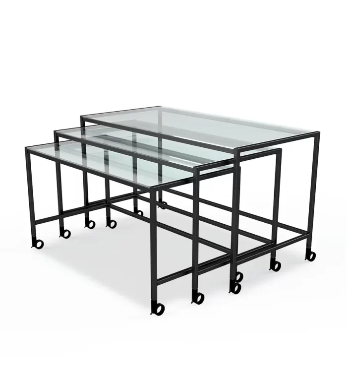 Nestr Table Set Glass Tops Castors