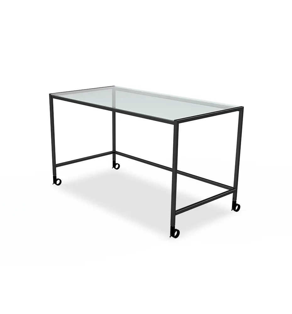 Nestr Table Single Glass Top Castors