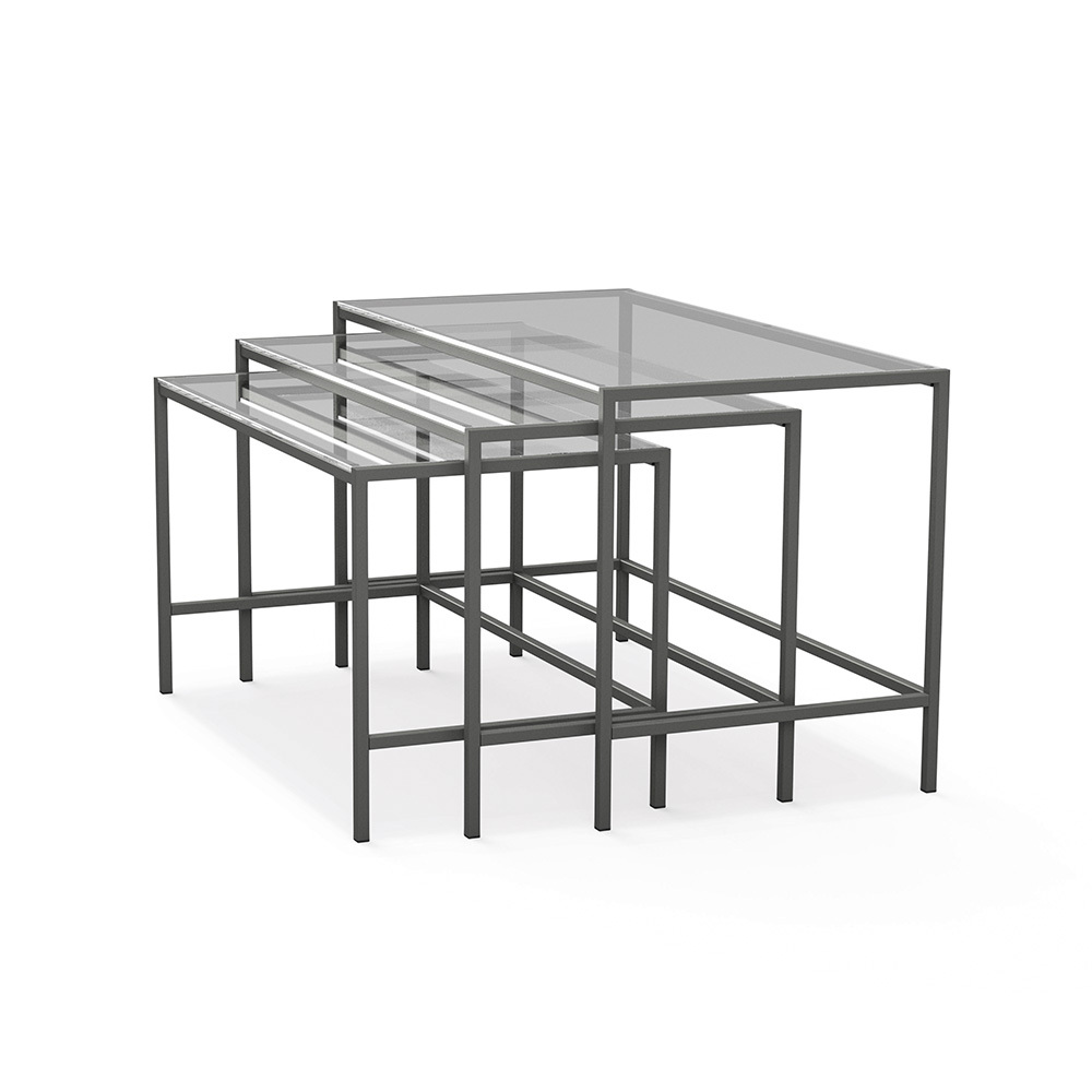 Nestr Tables avec plateau en verre imbriquées