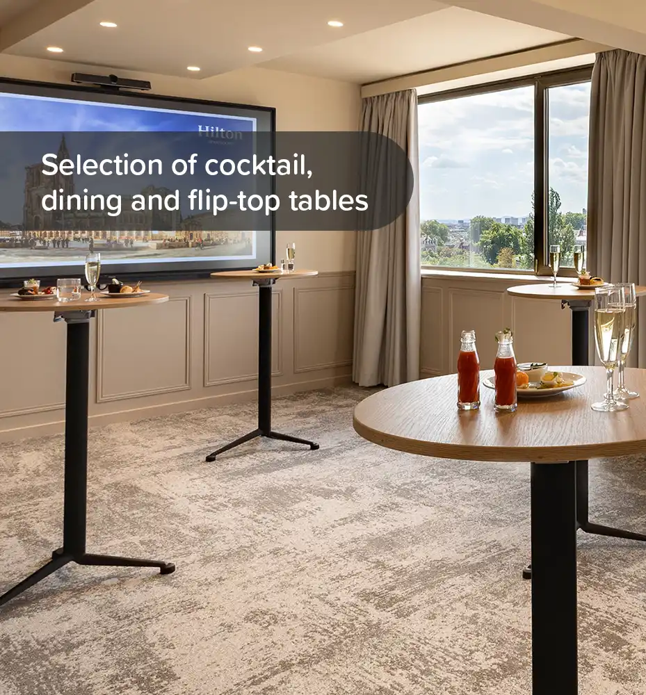 Tabou Cocktail Table set up at Hitlon Hotel Strasbourg