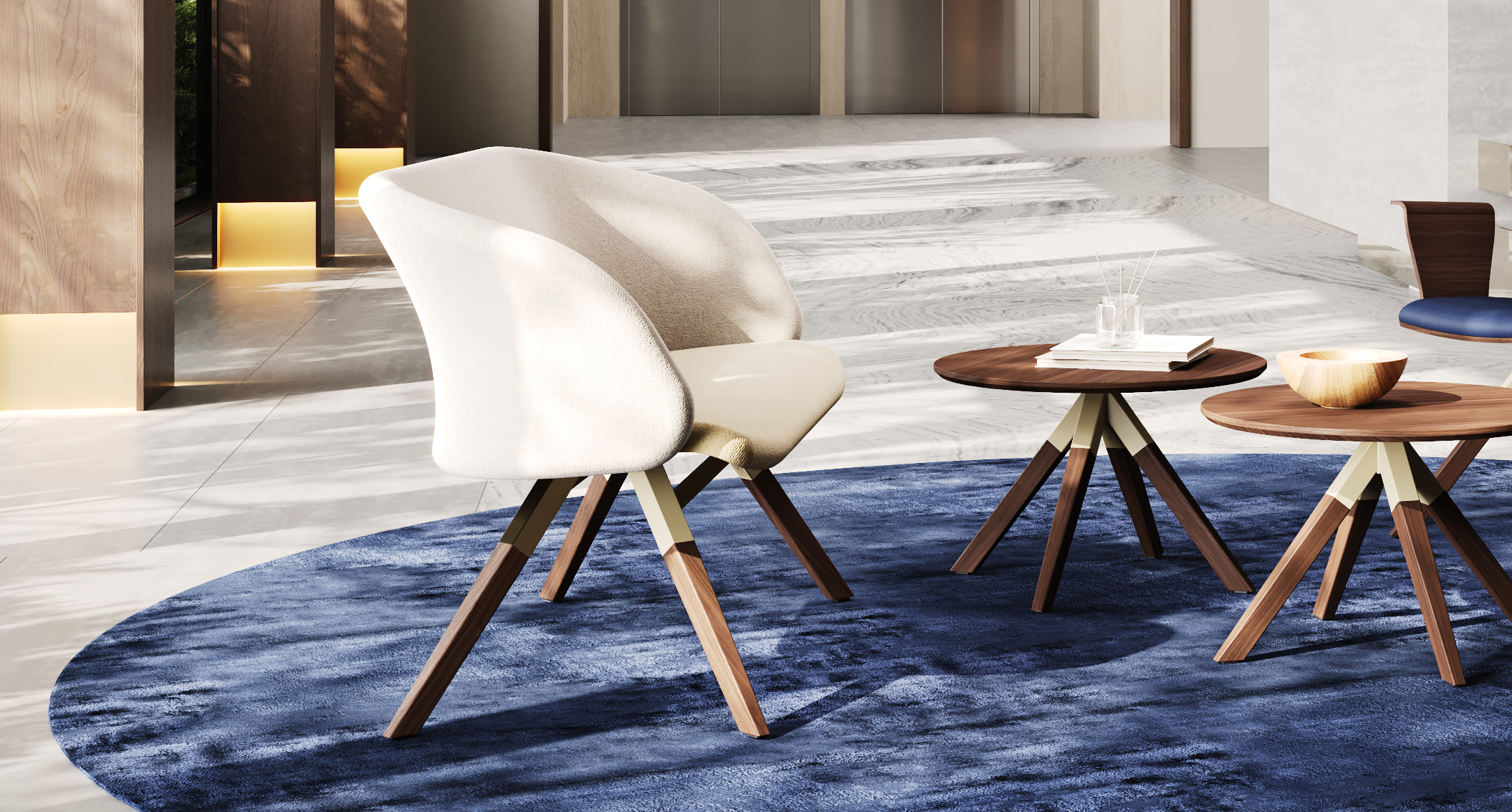 A-Cross Coffee Table & Enrica Chair Hotel Lobby 