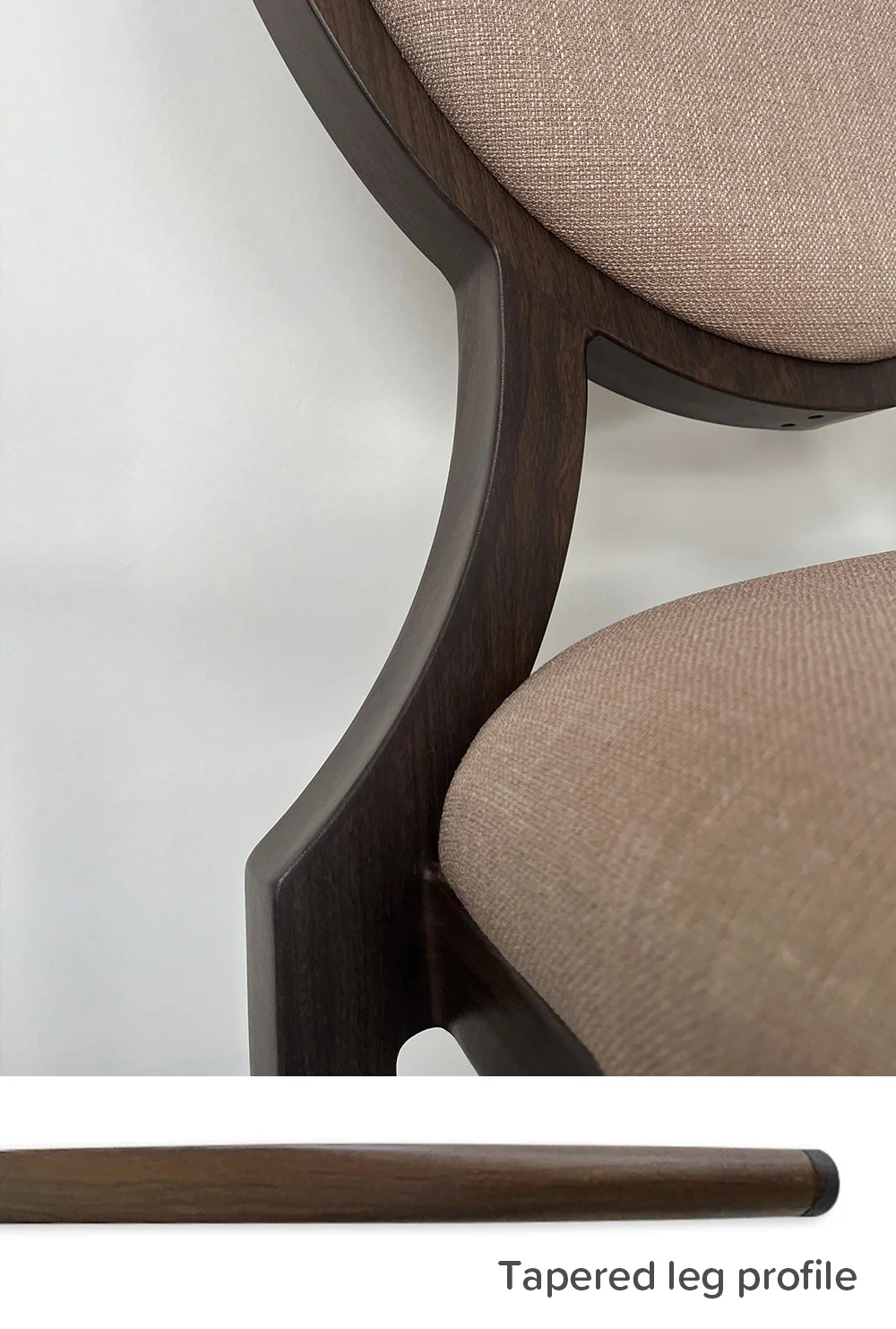 Metal Wood Grain Close Up leg profile Tapered